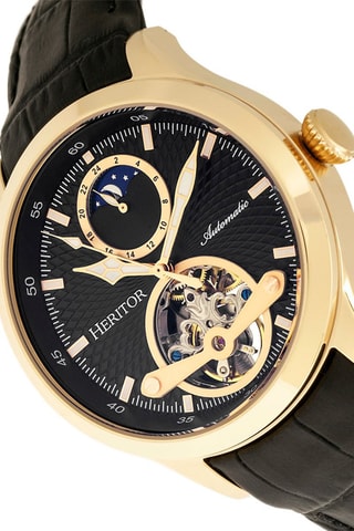 Reloj automático de piel Gregory - Cronógrafo - Negro y dorado