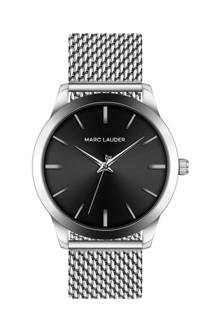 Reloj de cuarzo de acero Lyon - Plateado y negro