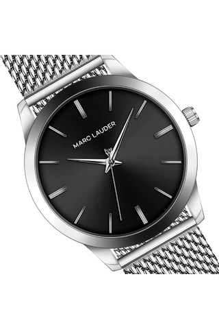 Reloj de cuarzo de acero Lyon - Plateado y negro