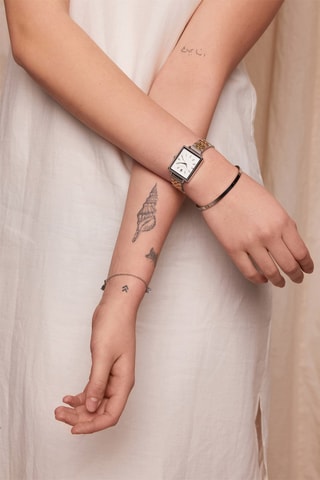 Reloj de cuarzo de acero Desert - Plateado y dorado