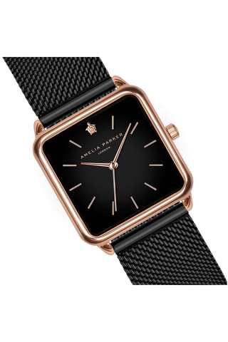 Reloj de cuarzo de acero Night Plaza - Rosa dorado y negro