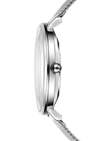 Reloj de cuarzo de acero - Plateado y blanco