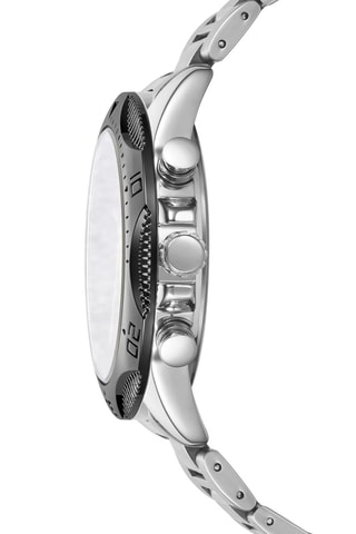 Reloj de cuarzo de acero - Cronógrafo - Plateado y negro