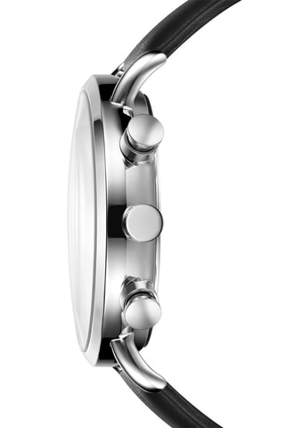 Reloj de cuarzo de piel - Cronógrafo - Negro y plateado