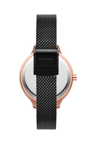 Reloj de cuarzo de acero - Negro y rosa dorado