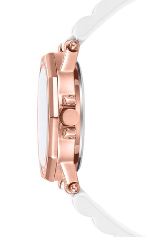 Reloj de cuarzo de silicona - Blanco y rosa dorado