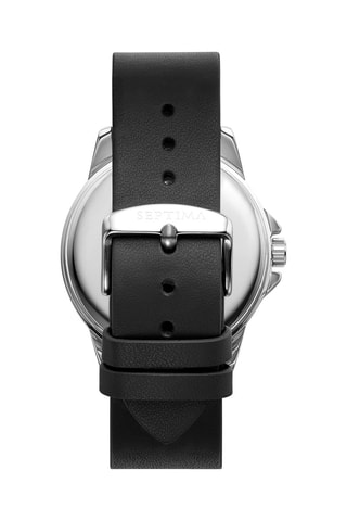 Reloj de cuarzo de piel - Negro y plateado