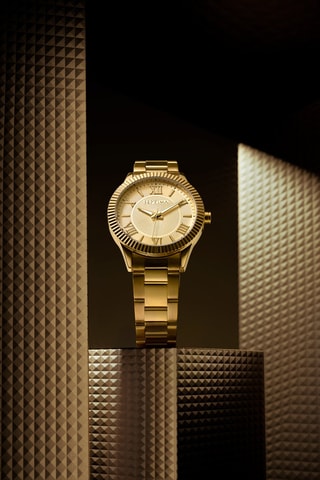 Reloj de cuarzo de acero - Dorado y blanco