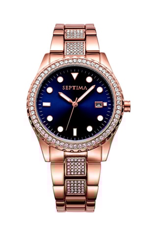 Reloj de cuarzo de acero - Rosa dorado y azul oscuro