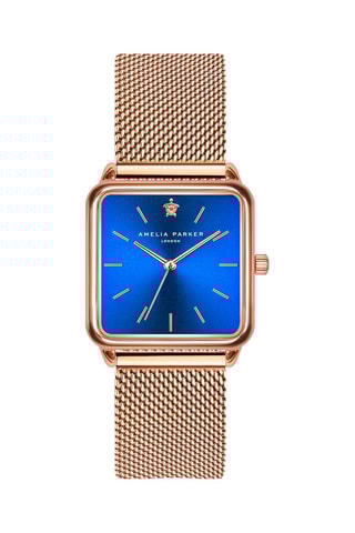 Reloj de cuarzo de acero Pacific Ocean - Rosa dorado y azul