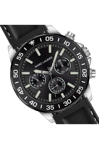 Reloj de cuarzo de piel Avignon - Negro y plateado