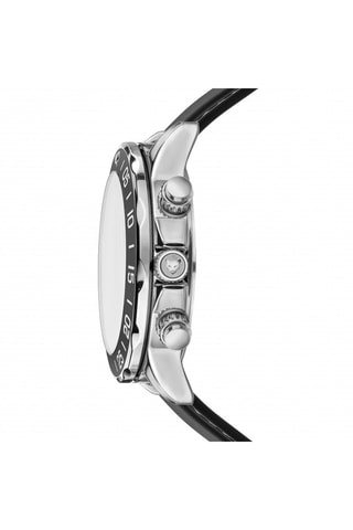 Reloj de cuarzo de piel Avignon - Negro y plateado