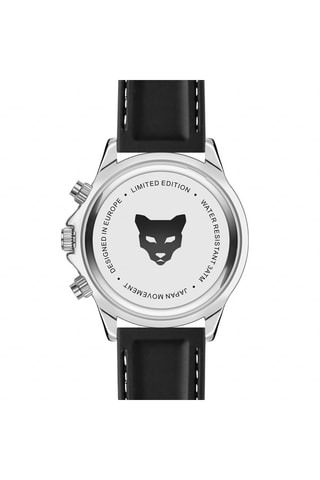 Reloj de cuarzo de piel Avignon - Negro y plateado