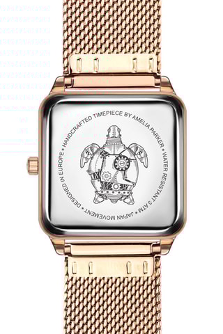 Reloj de cuarzo de acero Night Plaza - Rosa dorado y negro