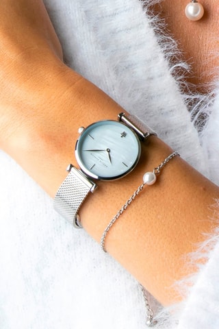 Estuche reloj de cuarzo y pulsera de acero Pure - Plateado