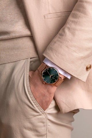 Reloj de cuarzo de acero - Rosa dorado