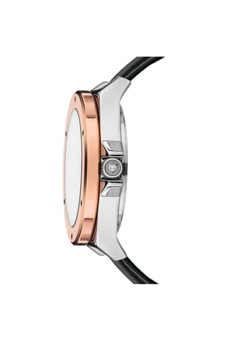 Reloj de cuarzo de piel Mykonos - Negro y rosa dorado