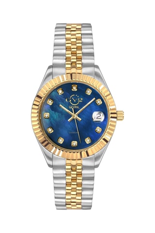 Reloj de cuarzo de acero, nácar y diamantes Naples