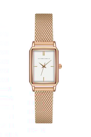 Reloj de cuarzo japonés de acero - Rosa dorado y blanco - Victoria Walls