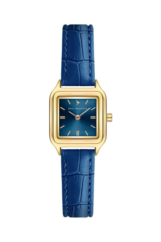 Reloj de cuarzo de piel - Azul marino y dorado - Emily Westwood