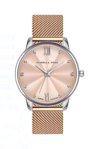 Estuche con reloj de cuarzo y diamante y correas de acero Skylar