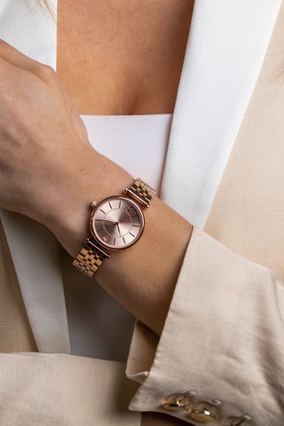 Estuche reloj de cuarzo y correas de acero y piel