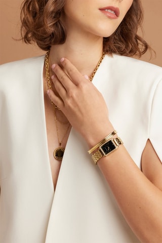 Reloj de cuarzo de acero y diamantes Adélaïde