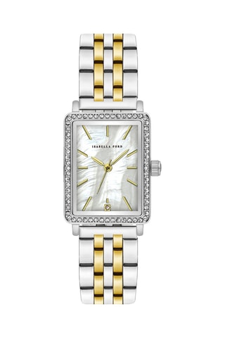 Reloj de cuarzo de acero, nácar y diamantes Agathe