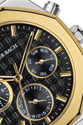 Reloj de cuarzo de acero - Plateado y dorado - Walter Bach