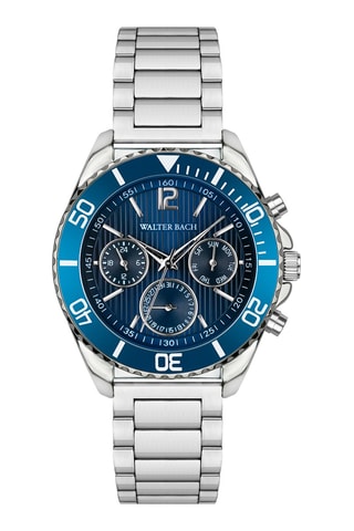 Reloj de cuarzo de acero - Plateado y azul - Walter Bach