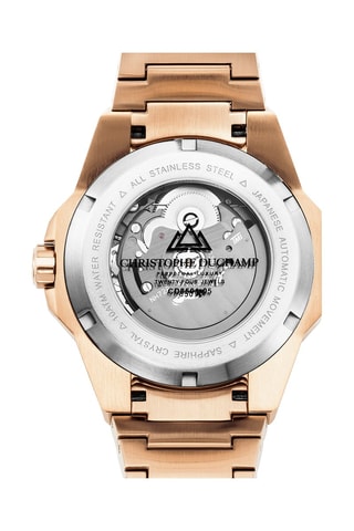 Reloj automático de acero Raidillon Skeleton II - Rosa dorado y gris