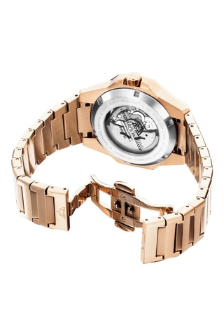 Reloj automático de acero Raidillon Skeleton II - Rosa dorado y gris