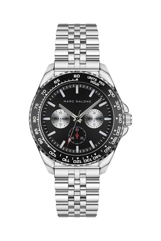 Reloj de cuarzo de acero - Taquímetro - Plateado y negro