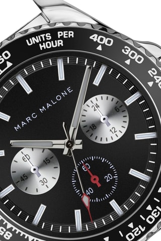 Reloj de cuarzo de acero - Taquímetro - Plateado y negro