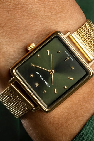 Reloj de cuarzo de acero y diamante