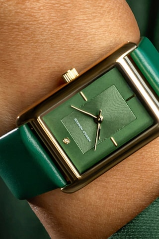 Reloj de cuarzo de piel y diamante