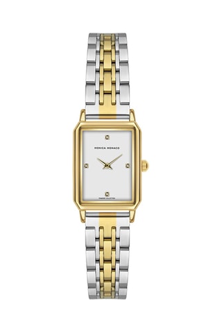 Reloj de cuarzo de acero y diamantes