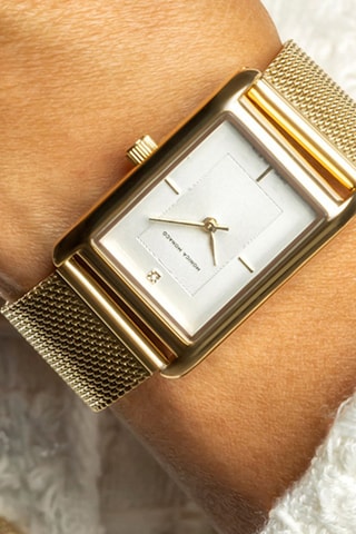 Reloj de cuarzo de acero y diamante