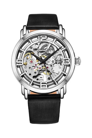 Reloj automático de piel Legacy - Negro y plateado 