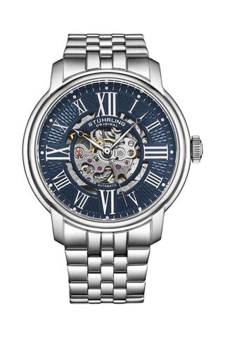 Reloj automático de acero Atrium - Plateado y azul 