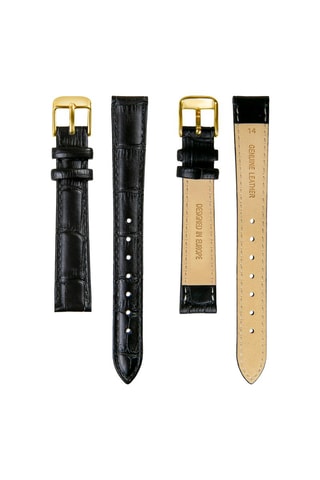 Reloj de cuarzo de piel bovina Clare - Negro y dorado