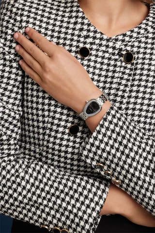 Reloj de cuarzo de acero y circones Gala - Plateado y negro