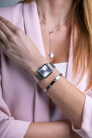 Reloj de cuarzo de acero Plaza - Plateado