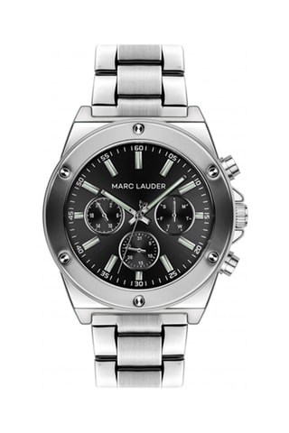 Reloj de cuarzo de acero Mykonos - Plateado y negro