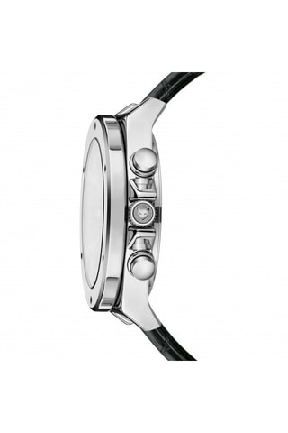 Reloj de cuarzo de piel Mykonos - Plateado y negro