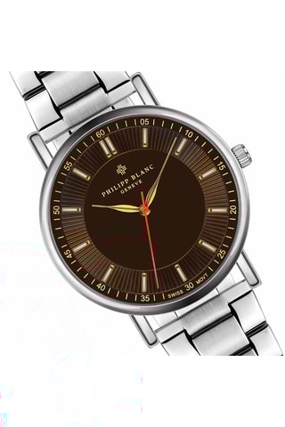 Reloj de cuarzo de acero - Plateado y marrón