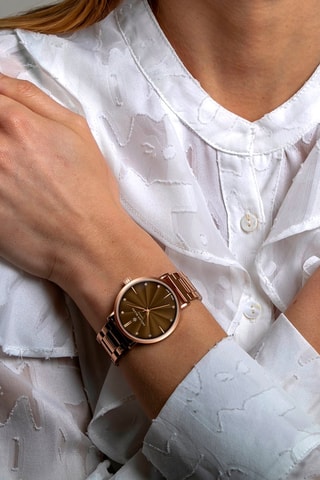 Reloj de cuarzo de acero - Rosa dorado