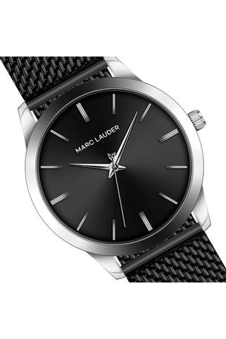 Reloj de cuarzo de acero Lyon - Negro y plateado