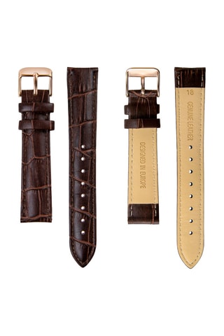 Reloj de cuarzo de piel - Marrón y rosa dorado