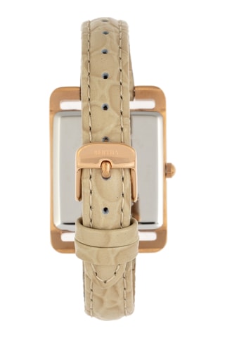 Reloj de cuarzo de piel - Beige y rosa dorado